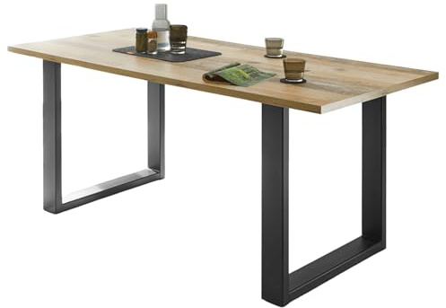 Furn.Design Esstisch in Used Wood hell und anthrazit Küchentisch 180 x 80 cm, Stove