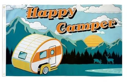 Flagge, 90 x 150 cm, ohne Fahnenmast, Happy Camper Flagge