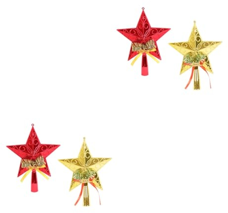 Amosfun 4 Stück Weihnachtsbaum-sternspitze Weihnachtsbaum Stern Topper Urlaub Baumstern Glitzersterne Baumspitze Weihnachtsbaumdekoration Weihnachtsbaumspitze Pentagramm Partybedarf