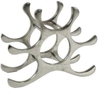 MichaelNoll Scaffale per bottiglie di vino in alluminio argento di lusso – Scaffale per bottiglie moderna in metallo – portabottiglie per spumante e vino – 27 cm