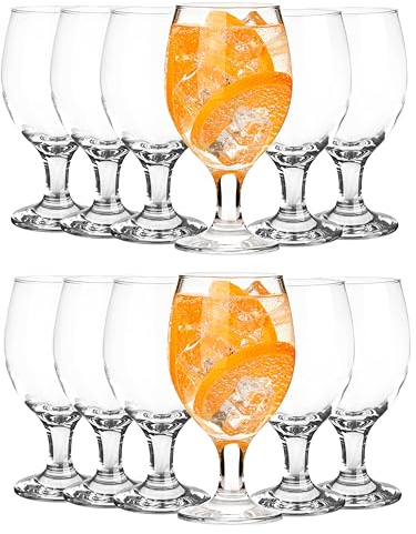 KIAPPO Gläser Set 400 ml - 12 Große Trinkgläser für Wasser, Saft und Cocktails - Moderne Longdrinkgläser - Pokal Wassergläser - Dessertgläser - Cocktailgläser - Saftgläser
