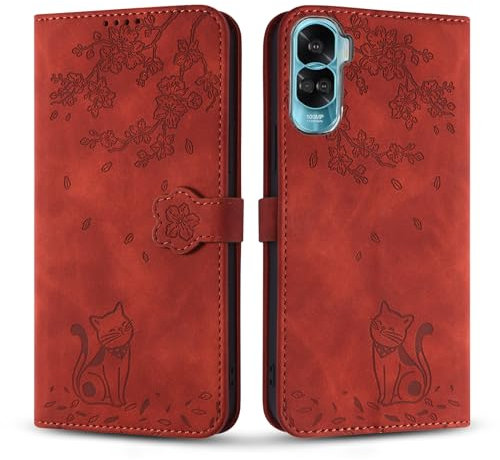 Vaitasy Coque pour Honor 90 Lite 5G, Mince Souple Cuir PU Étui avec Magnétique Flip Portefeuille Housse pour Honor 90 Lite - Chat Café