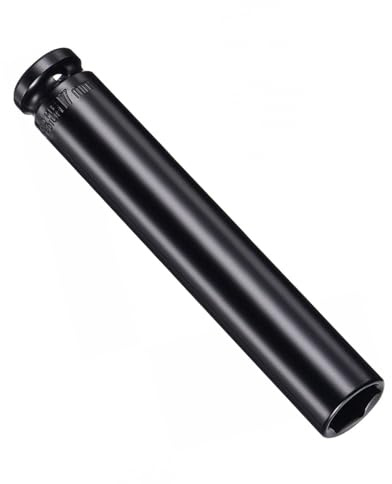 TOP-VIGOR 1/2 Inch 17mm Deep Impact Socket, 150mm Hex Socket | Heat-Treated CR-V Steel Socket, 1/2 Drive 6-Point Socket for Home Automotive Trucks Tractors Engines Repairing