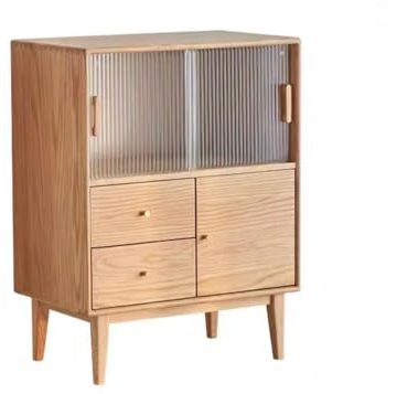 DIANXI Buffetschrank aus Massivholz Sideboard Nordische Eiche Vertikaler Schrank Weinschrank Modern Minimalistisch Restaurant Aufbewahrungsschrank Besteck Aufbewahrungsschrank