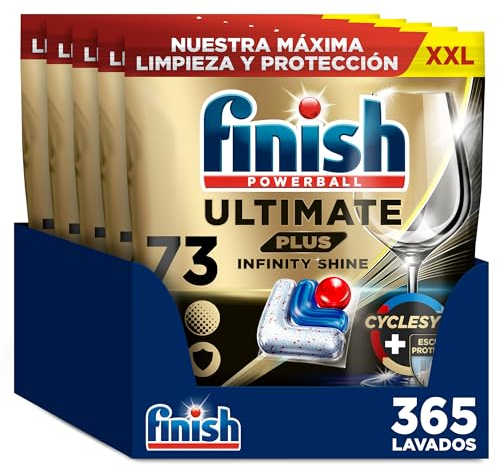 Finish Ultimate Plus Infinity Shine, Pastillas para el Lavavajillas, Limpieza intensiva, brillo diamante + protección vajilla, 365 Pastillas