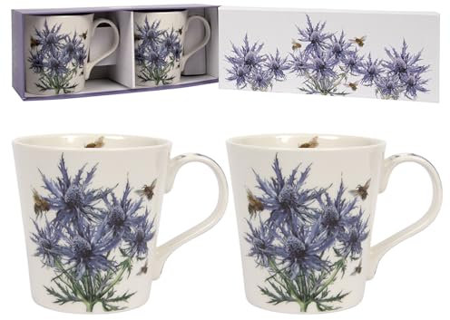 The Leonardo Collection Sarah Boddy - Set di 2 tazze per bevande calde, in porcellana fine, stampate, per cucina e casa, tazze da tè e caffè riutilizzabili per ogni occasione