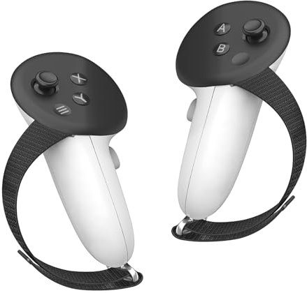 HZLucki Poignées de manette compatibles avec les accessoires Meta Quest 3S/Quest 3, sangles de phalanges réglables qui s'adaptent à la plupart des mains, housse souple pour batterie de station de
