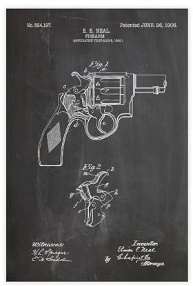 Poster auf Leinwand, Motiv Short Nose Revolver 1906, Schlafzimmer-Dekor, Sportlandschaft, Büro, Raumdekoration, Geschenk, ungerahmt: 30 x 45 cm