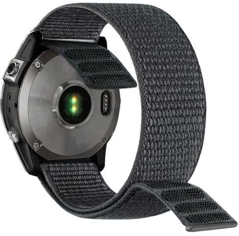 YOOSIDE for Garmin Fenix 7 / EPIX 2 / Fenix 6 / Fenix 5 / epix Pro 47mm Hook and Loop Nylon Watch Strap, 22mm Quick Dry Ultralight Sport Wrist Band for Forerunner 955, Instinct 2 (Grey)