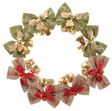 IMIKEYA 40 STK Weihnachtsbogen Weihnachtsschleife Für Bogen Mit Glocke Krippenschmuck Weihnachtsbaumbögen Weihnachtsschleife Hängende Dekoration Weihnachtsbedarf Mini-bögen Stoff