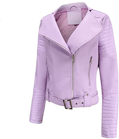 KHIRVWL Giacca di Pelle Donna Corta in Ecopelle Giubbotti Bomber in Pelle con Zip Cappotto Bomber in Pelle Chiodo Giacca in Ecopelle Offerta Leggera Giubbotti in Pelle Cardigan Giacche Giubbotto