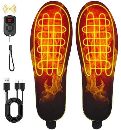 Solette Riscaldanti 3 Livelli di Calore, Soletta Ricaricabile Riscaldabile da 2600 mAh, per Attività All'Aperto Sci Caccia Campeggio (Nero, L)