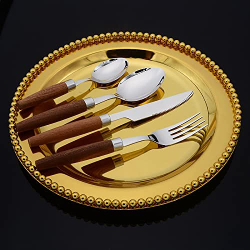 Besteckset mit Holzgriff für 9 Personen: 36-teilige Messer-, Gabel- und Löffelkollektion von Elegant Life – spülmaschinenfestes und stilvolles Esszimmerset