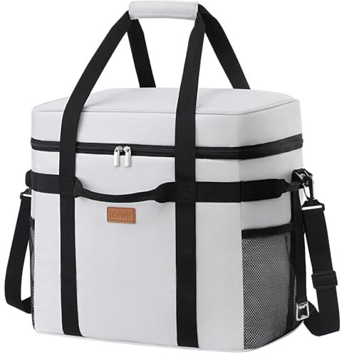 Lifewit Kühltasche 40L, Faltbar Picknicktasche für Essen & Getränke, Kühlbox Tragbare Eistasche für Männer, Frauen, Isolierte Thermotasche für die Arbeit, Picknicks, Camping, Seidengrau