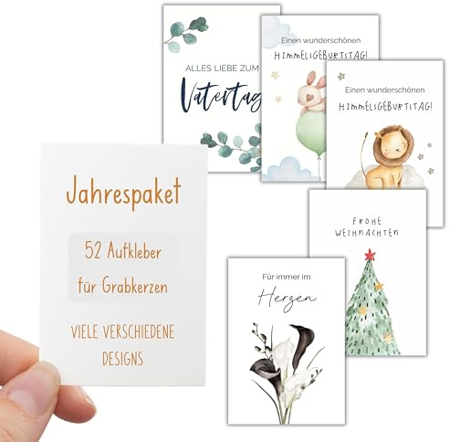 JAHRESPAKET- 52x AUFKLEBER für Grabkerzen • Mixpaket Motive • Mama Papa Oma Opa Sternenkind • Sticker Grablicht • witterungsbeständig • für Standartkerzen 2-3 Tage Brennd. (Oma)