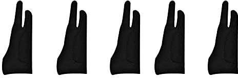 BLASHRD 5 Pack Artist Gloves for Tablet Digital Drawing Glove Two Fingers Thicken Palm Rejection Glove for Graphics Pad (S)