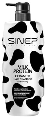 Sinep Professional Milchprotein- und Ceramid-Shampoo - 1000 ml für Trockenes, Brüchiges Haar - Feuchtigkeitsspendend, Reparierend, Stärkend - Rose Duft - Leave In Conditioner,
