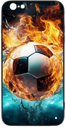 CRIVOTA For iPhone 6/6S Case - All-new Football Design, Glass Back + TPU Inner Shell, Extreme Slimness, Bare-Hand Feel, Military-Grade Dual Protection, Cell Phone Cases for Men Women