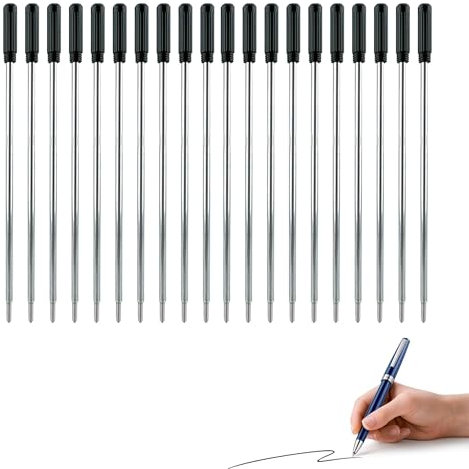 20PCS Ballpoint Pen Refills Black Cross Pen Refill Roller Pointe Metal Medium Refills for Cartridges, Quick Drying,Office and Personal Use with Cross 8513 Compatible