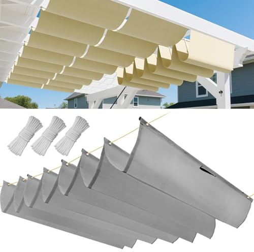 Einziehbar Welle Sonnensegel, Verstellbar Schattenabdeckung, Wasserdicht Sonnenschutz Sonnenschutz Schutz vor UV- Strahlungen für Pergola Garten Schattenabdeckung 1.4x2M(BxL) - Grauweiß