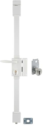 Serrure en Applique Targa A2P* à Tirage, pour Entrée, Droite, 3 Points, Transit2 30x65 mm, Axe 45 mm, Blanc, 4 Clés, Sécurité, Protection, Certification, THIRARD