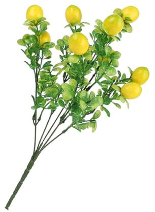 Artificial Lemon Tree - 3 Pieces Leemon Floral Picks | Exquisite Fake Lemmon Decor | Fake Lemoons Stems | Lem=on Decorations for Home Kitchen Farmhouse Summer Celebration Decor