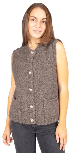 Seasons of April Damen Strickweste – Klassische Weste ohne Ärmel, Strick Weste elegant & vielseitig kombinierbar – Wendy (Dark Taupe)