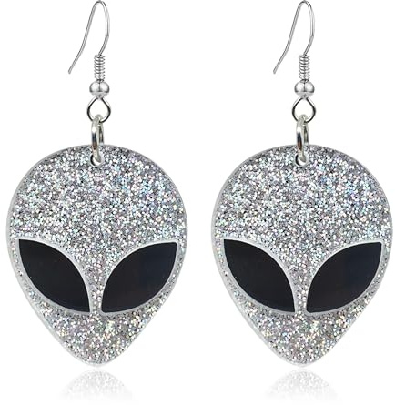 Alien Ohrringe Damen, Karneval Ohrringe, Neon Ohrringes, Ohrringes 80er Jahre Damen, Alien Accessoires Damens für Karneval, Halloween und Cosplay