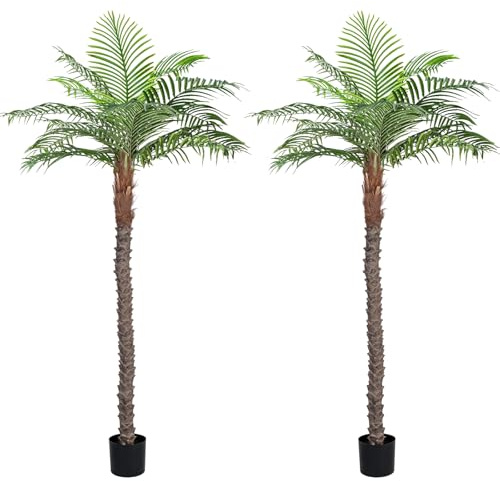 VIVATREES 7FT Artificial Palm Tree 2 Pack, Golden Cane Faux Palm for Indoor Outdoor Use, Fake Palm Tree for Home Office Living Room Patio Yard Decor
