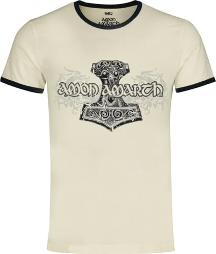 Amon Amarth Thorhammer Unisex Ringershirt altweiß Band-Merch, Bands 3XL