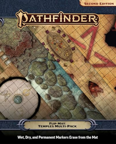 Pathfinder Flip-Mat: Temples Multi-Pack | Maps Dry Erase Battle Grids, for Dungeon Masters and Players