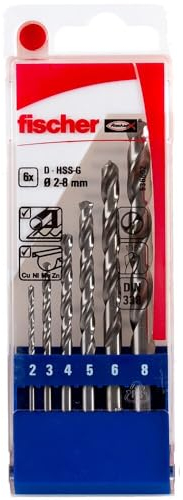 fischer 536602 Juego de brocas HSS-G 2-8 mm, gris