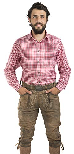 Herren Lederhose Leopold aus der Meisterstück Serie von Schöneberger Trachten - Vintage Kniebundlederhose inkl. Trachtengürtel (58, braun)