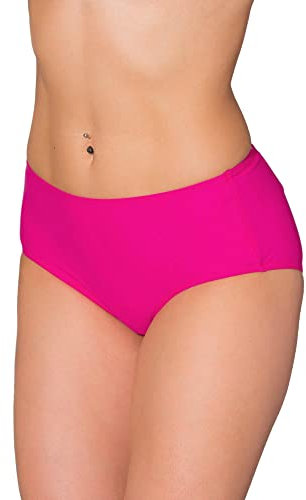 Aquarti Bas de Bikini Femme Taille Mi-Haute – Bas de Maillot de Bain Classique en Couleurs Unies, Rose, 42