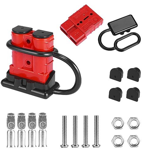 MUYI 6-10,12 AWG Battery Quick Connect/Disconnect Wire Harness Plug Connector 50A 12-36V DC (50A 6-10/12AWG (2 Pack), Red Battery Quick Connect)