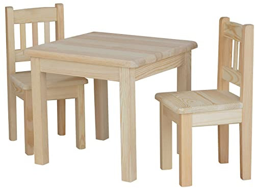 k koma Spielecke Kinder Sitzgruppe Kindertisch Kinderstuhl x 2 Massiv Kiefer Holz Neu (Kiefer LACKIERT)
