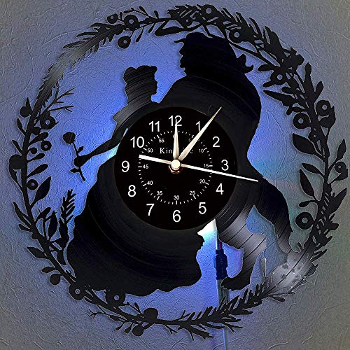 Smotly Vinyl Wanduhr, Schönheit und Tier 3D Wanddekoration große Uhren, LED-Bunte Lichter handgemachte Wanduhr Geschenke,with Light