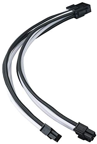 SilverStone Technology PP07E - Cavo di prolunga 8 pin 4+4 CPU EPS 300 mm 18 AWG SST-PP07E-EPS8BW nero e bianco