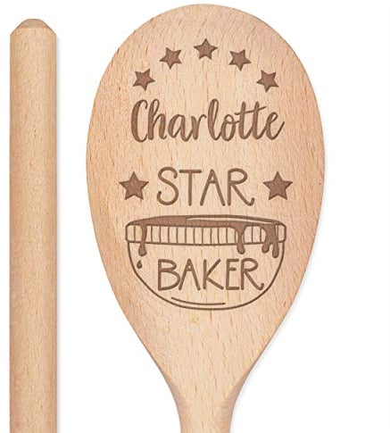 Personalizado Grabado Personalizado Cuchara de Madera Estrella Baker Cualquier Nombre Texto