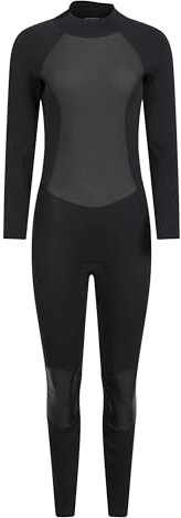 Mountain Warehouse Langer Damen-Neoprenanzug - Körper: 2.5mm, UPF 50+, Konturfit, verstellb. Ausschnitt, hält Körperwärme, einteilig Tiefschwarz Damengröße EU 44-46