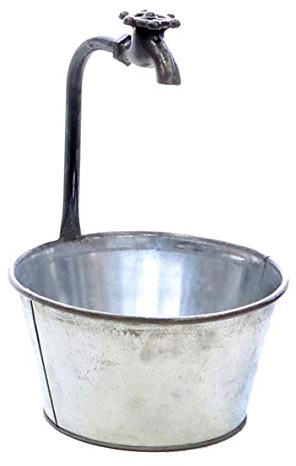 Dio Pflanzgefäß Zinktopf mit Wasserhahn 22x37 cm Pflanzkübel Pflanztopf Zinktopf
