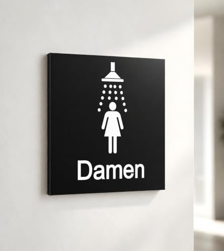 Türschild DUSCHE DAMEN Schild Schwarz Matt UV Druck 12 x 12cm - 3mm Aluverbund - Made in Germany Art.Nr. A 2022