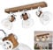 Deckenleuchte Orny, Deckenlampe im Vintage-Design aus Holz/Metall in Braun/Weiß m. Schirmen in Gitter-Optik, Leuchte m. Holzbalken, Textilkabeln u. verstellbaren Strahlern, 3 x E27, ohne Leuchtmittel