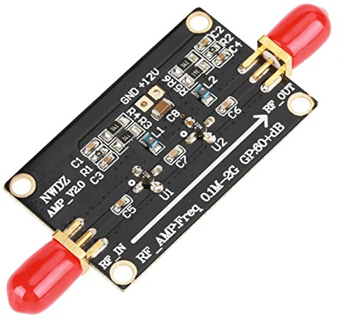 Radio Amplifier, RF Wideband Amplifier LNA 0.1M-2G Gain 60dB Two-Stage Amplification for Weak Signal Detection LNA Low Noise