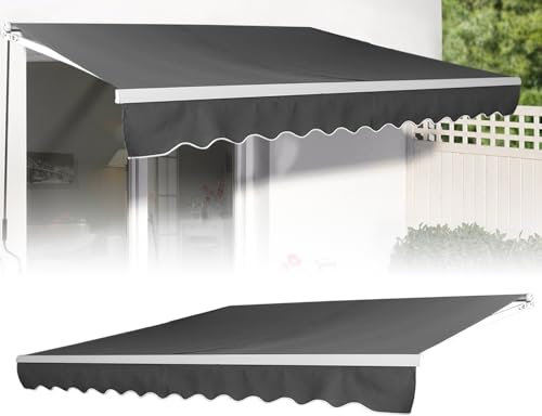 LZQ Klemm Markisen Balkon Sonnen Gelenkarmmarkise Handkurbel,Sonnenschutz Wasserdicht Staubdicht Höhenverstellbar Dunkelgrau(Dunkelgrau,3.6 * 3M)