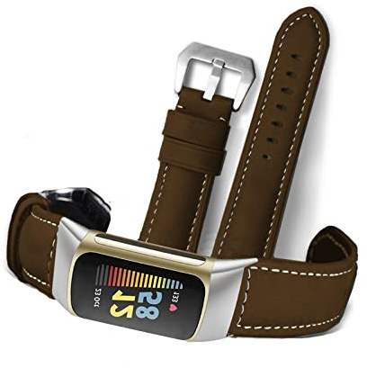 Armband Kompatibel mit Fitbit Charge 5 Armband Für Herren Damen Leder Armbänder Wildleder Ersatz Ersatzband mit Schnalle Minimalismus Verstellbare Uhrenarmband Für Fitbit Charge 5