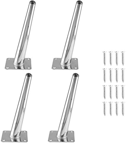 Seimneire Möbelbeine, 20,3 cm, schräge, konische Metallbeine, Chrom, Mitteljahresstil, Möbelfüße Tischfüße Tischfuß für Sofa, Schrank, Tisch, Stuhl, Couch, Ottoman, Heimprojekte, 4 Stück