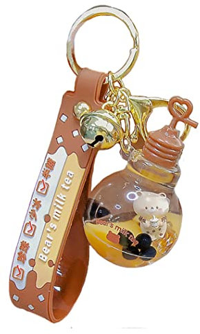 VICKYPOP Porte-clés Bubble Tea Mignon Dessin Animé Boba Ours Pendentif Décoration pour Cartable, Sac à Main et Sac à Dos, Lampe flottante, 4.7 inches