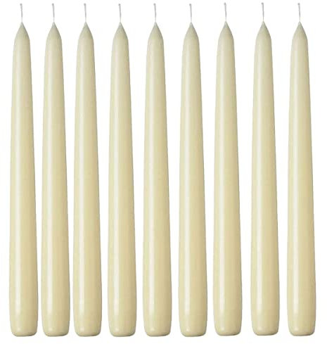 1ABOVE 10 Pack Tapered Dinner Candles | Unscented - Slow Burning Candles | Multi-Purpose | Smokeless Candles (Ivory)