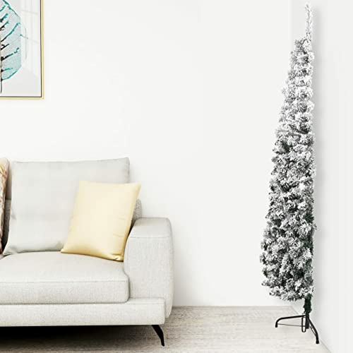 RONGQI Künstlicher Halb-Weihnachtsbaum mit Schnee Schlank, Christmas Tree, Tannenbaum Künstlich, Tannenbaum Dekoration, Christbaum, Kunstbaum, 150 cm